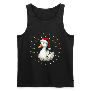 Drôle de canard avec des guirlandes lumineuses Noël - Débardeur bio Premium Homme - noir - Devant - Michal (187cm)