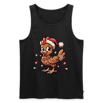 Christmas chicken with fairy lights - Men's Premium Organic Tank Top - black - Front - AI Model Male 178 light (178cm)