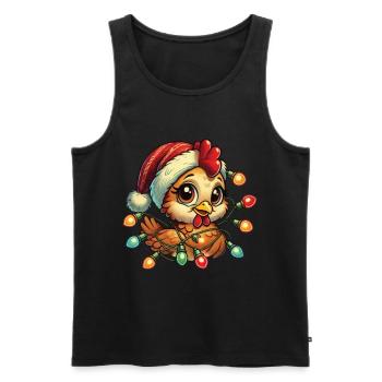 Lustiges Weihnachtshuhn Mit Lichterkette - Männer Premium Bio Tank Top - Schwarz - Vorne - Michal (187cm)