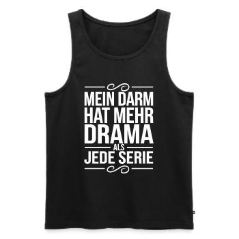 Mon intestin a plus de drame que n’importe quelle série – drôle - Débardeur bio Premium Homme - noir - Devant - AI Model Male 178 light (178cm)