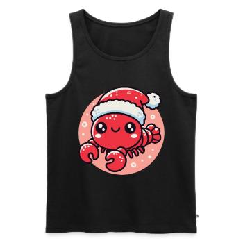 Merry Christmas crab with hat - Men's Premium Organic Tank Top - black - Front - Michal (187cm)