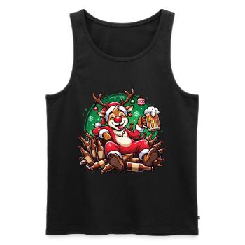 Plaisir de Noël de renne amusant pour les amateurs de bière - Débardeur bio Premium Homme - noir - Devant - AI Model Male 178 light (178cm)