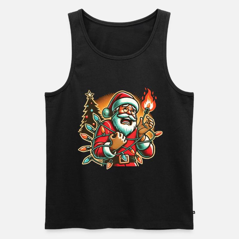 Weihnachtsmann Mit Stromschlag Humor - Männer Premium Bio Tank Top - Schwarz