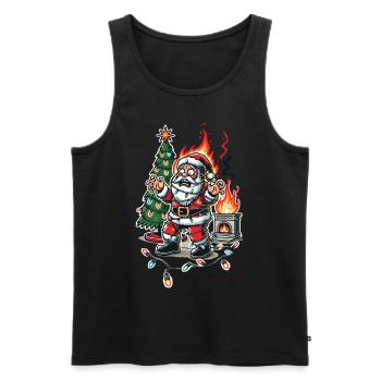 Père Noël choc électrique chaos dessin animé design - Débardeur bio Premium Homme - noir - Devant - AI Model Male 178 light (178cm)