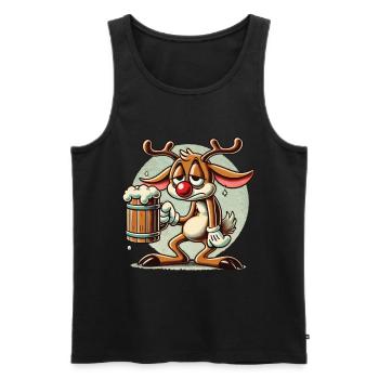 Funny reindeer for beer lovers - Men's Premium Organic Tank Top - black - Front - Michal (187cm)