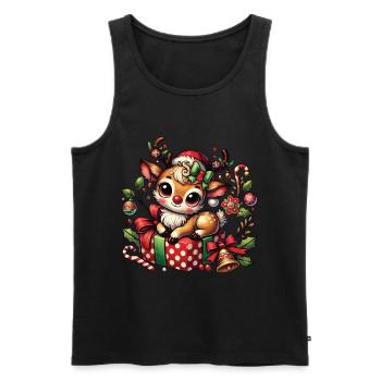 Renne de Noël en cadeau - Débardeur bio Premium Homme - noir - Devant - Michal (187cm)
