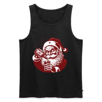 Santa Loves Alcohol Christmas Humor - Men's Premium Organic Tank Top - black - Front - Michal (187cm)