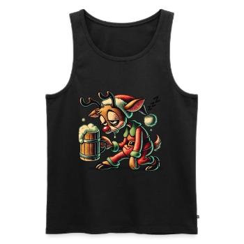 Funny Reindeer For Beer Lovers Party - Men's Premium Organic Tank Top - black - Front - Michal (187cm)