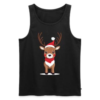 Cute Reindeer with Santa Hat - Men's Premium Organic Tank Top - black - Front - Michal (187cm)