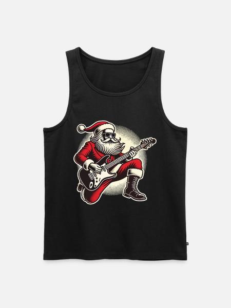 Rocking Santa Claus with guitar - Men's Premium Organic Tank Top - black