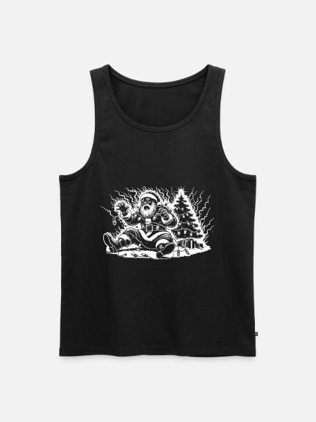 Weihnachtsmann Stromschlag Am Baum - Männer Premium Bio Tank Top - Schwarz