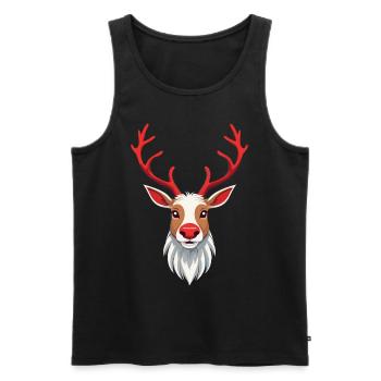 Fröhliches Rentier Weihnachten Motiv - Männer Premium Bio Tank Top - Schwarz - Vorne - Michal (187cm)