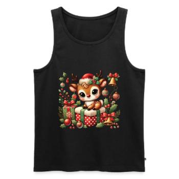 Mignon renne avec décoration de Noël - Débardeur bio Premium Homme - noir - Devant - AI Model Male 178 light (178cm)