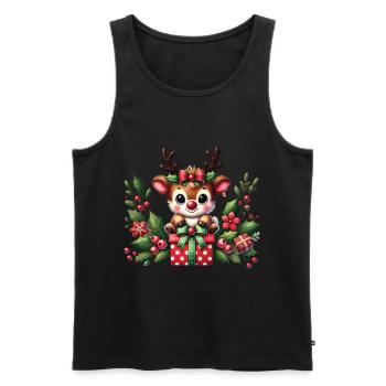 Christmas reindeer fun with gifts - Men's Premium Organic Tank Top - black - Front - Michal (187cm)