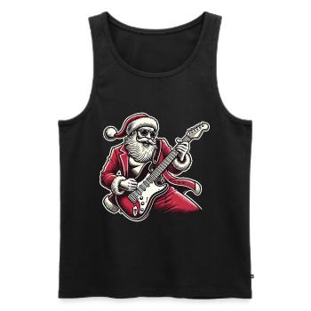 Bercement du Père Noël à la guitare électrique - Débardeur bio Premium Homme - noir - Devant - AI Model Male 178 light (178cm)