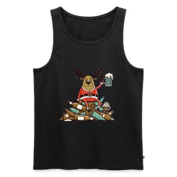 Funny Beer Reindeer Christmas Beer Lover - Men's Premium Organic Tank Top - black - Front - Michal (187cm)