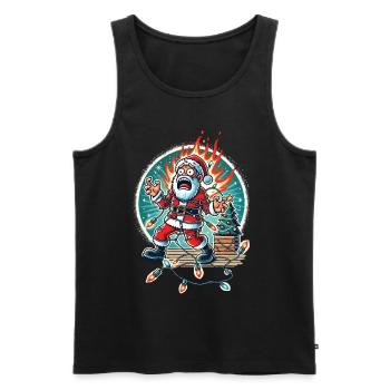 Père Noël Électrocution Chaos Humour - Débardeur bio Premium Homme - noir - Devant - Michal (187cm)