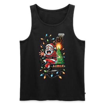 Père Noël Électrocution Chaos Désastre - Débardeur bio Premium Homme - noir - Devant - Michal (187cm)