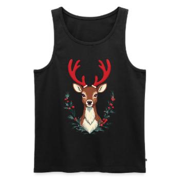 Renne festif pour Noël - Débardeur bio Premium Homme - noir - Devant - Michal (187cm)