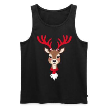 Christmas reindeer with scarf - Men's Premium Organic Tank Top - black - Front - Michal (187cm)