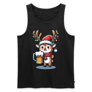 Christmas reindeer with beer mug - Men's Premium Organic Tank Top - black - Front - Michal (187cm)