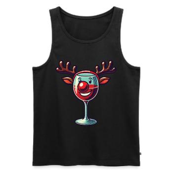 Weihnachtliches Weinglas Rentier Lächeln - Männer Premium Bio Tank Top - Schwarz - Vorne - Michal (187cm)