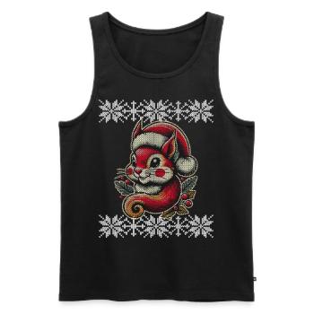 Christmas Squirrel Motif Knitted Look - Men's Premium Organic Tank Top - black - Front - AI Model Male 178 light (178cm)