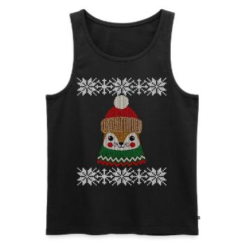 Écureuil d’hiver mignon avec chapeau tricoté - Débardeur bio Premium Homme - noir - Devant - Michal (187cm)