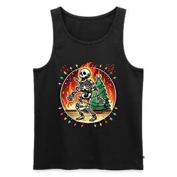 Flaming Christmas Skeleton Holiday Accident - Men's Premium Organic Tank Top - black - Front - Michal (187cm)