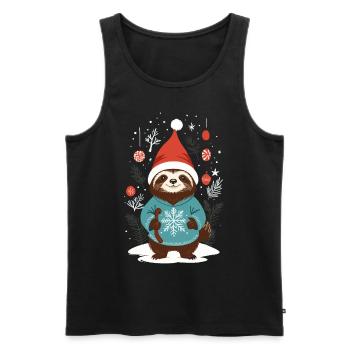 Cozy Christmas Sloth Style - Men's Premium Organic Tank Top - black - Front - Michal (187cm)