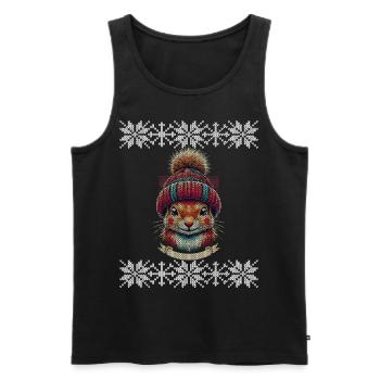 Winter squirrel with cap - Men's Premium Organic Tank Top - black - Front - Michal (187cm)