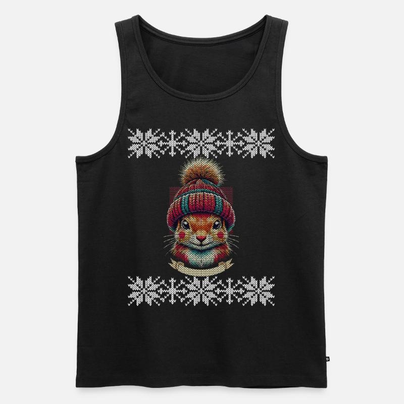Winter squirrel with cap - Men's Premium Organic Tank Top - black