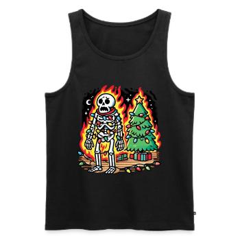 Christmas skeleton with fairy lights - Men's Premium Organic Tank Top - black - Front - Michal (187cm)