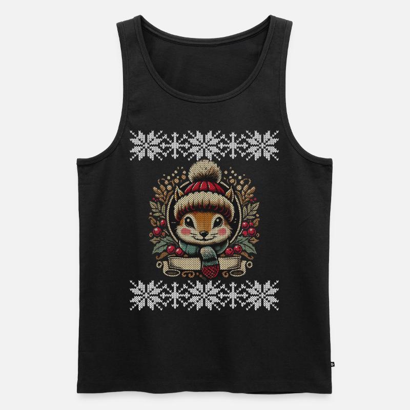 Winterliche Eichhörnchen Illustration - Männer Premium Bio Tank Top - Schwarz