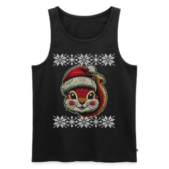Cute Christmas squirrel with hat - Men's Premium Organic Tank Top - black - Front - Michal (187cm)
