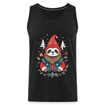 Weihnachtliches Faultier Im Winterwald - Männer Premium Bio Tank Top - Anthrazit - Vorne - Alexander (188cm)