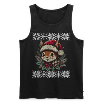 Weihnachtliches Eichhörnchen Strickmuster - Männer Premium Bio Tank Top - Schwarz - Vorne - AI Model Male 178 light (178cm)