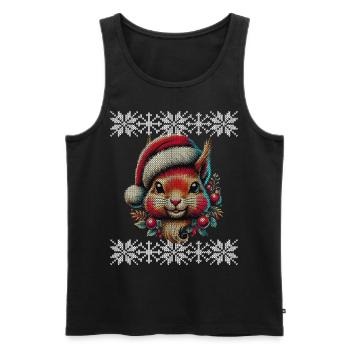 Cute Christmas Squirrel With Hat - Men's Premium Organic Tank Top - black - Front - Michal (187cm)