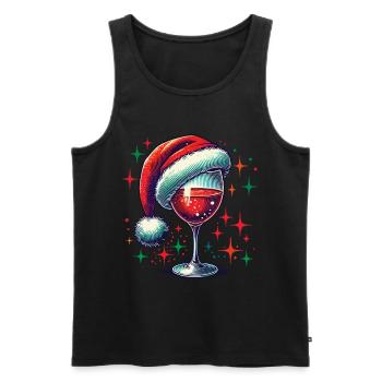 Weihnachtlicher Weingenuss Mit Glanz - Männer Premium Bio Tank Top - Schwarz - Vorne - AI Model Male 178 light (178cm)