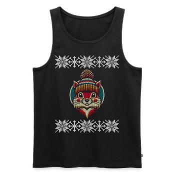 Winter knitting style squirrel with hat - Men's Premium Organic Tank Top - black - Front - AI Model Male 178 light (178cm)