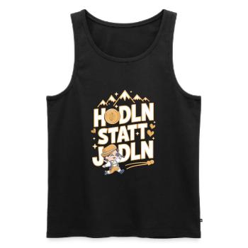 Hodln au lieu de yodel – Design crypto-alpin amusant - Débardeur bio Premium Homme - noir - Devant - AI Model Male 178 light (178cm)
