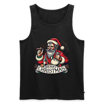 Joyeux Noël Père Noël Cigares - Débardeur bio Premium Homme - noir - Devant - Michal (187cm)