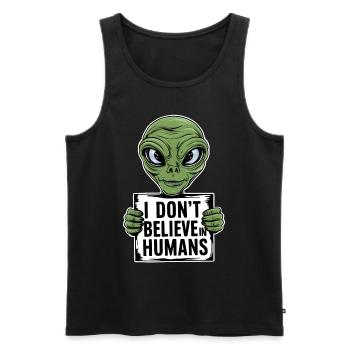 Alien I dont believe in humans - Men's Premium Organic Tank Top - black - Front - AI Model Male 178 light (178cm)