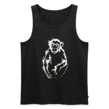 Singe mangeant de la banane / Singe - Débardeur bio Premium Homme - noir - Devant - Michal (187cm)