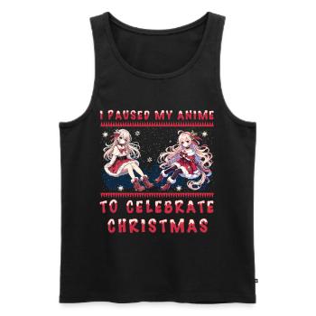 Kawaii Girl Anime Christmas Break to Celebrate - Men's Premium Organic Tank Top - black - Front - Michal (187cm)