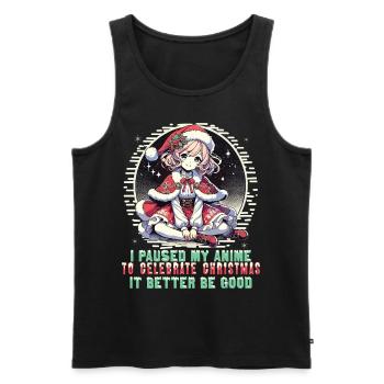 Kawaii Anime Christmas Break Celebrations - Men's Premium Organic Tank Top - black - Front - Michal (187cm)
