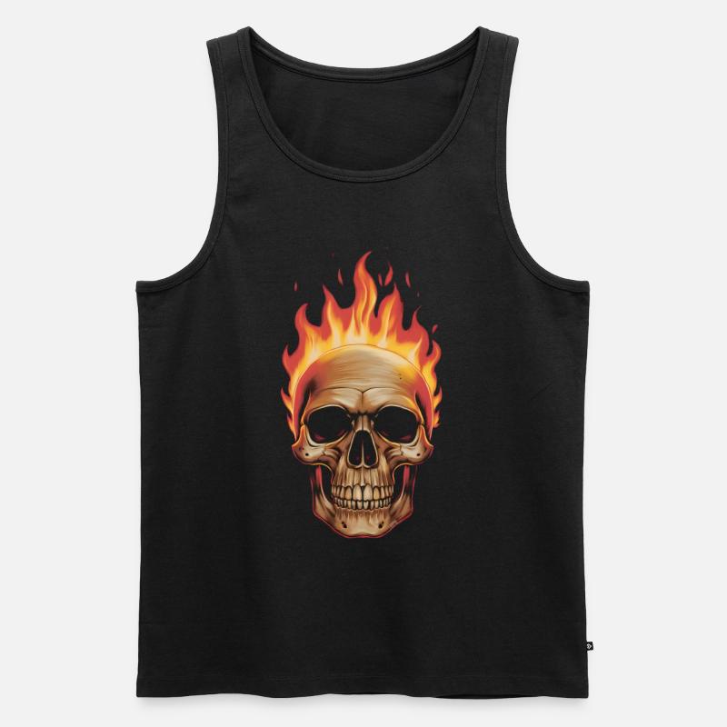 Brennender Schädel - Männer Premium Bio Tank Top - Schwarz