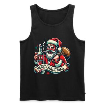 Tattoo Style Christmas Merry Christmas Aesthetic - Men's Premium Organic Tank Top - black - Front - AI Model Male 178 light (178cm)