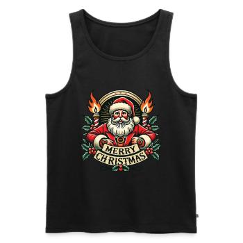 Tatouage Style Noël Streetwear Esthétique - Débardeur bio Premium Homme - noir - Devant - Michal (187cm)