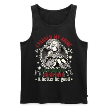 Anime and Christmas humorously connected - Men's Premium Organic Tank Top - black - Front - Michal (187cm)